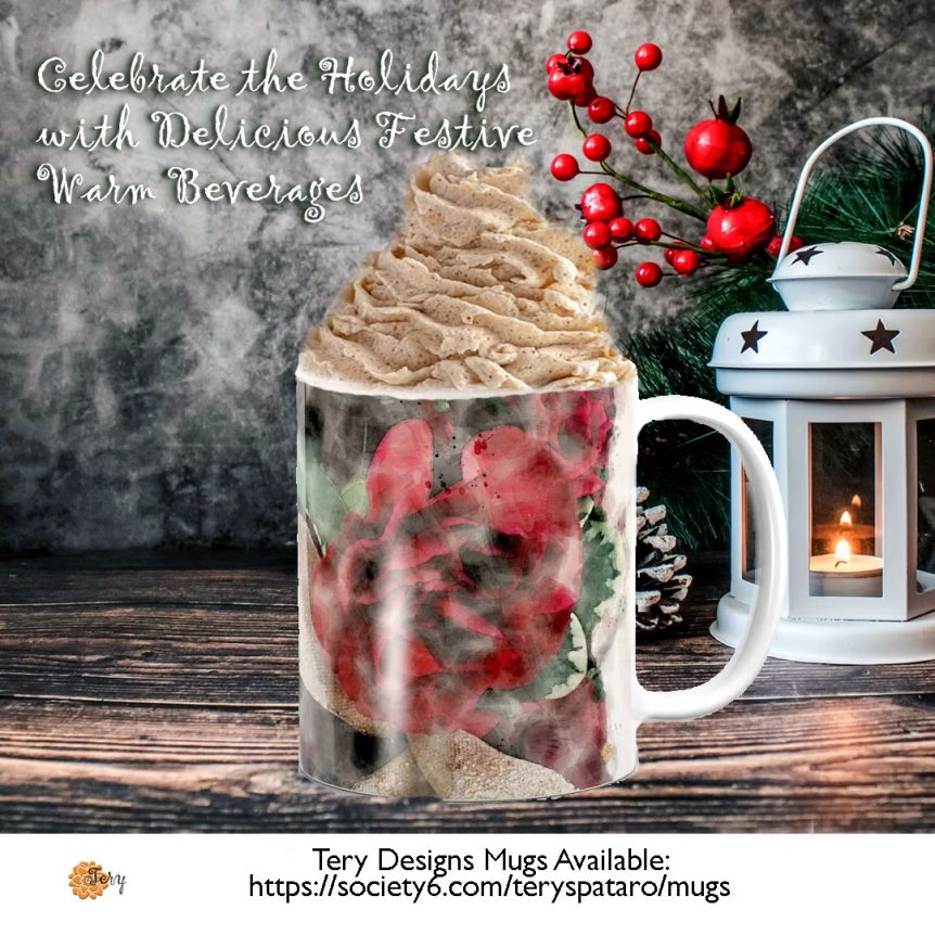 Society6 Holiday Festive Warm Drinks Tery Design Mugs