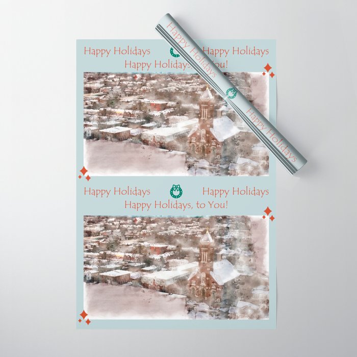 Tery Designs winter-village-wilmington-holiday-christmas-wrapping-paper
